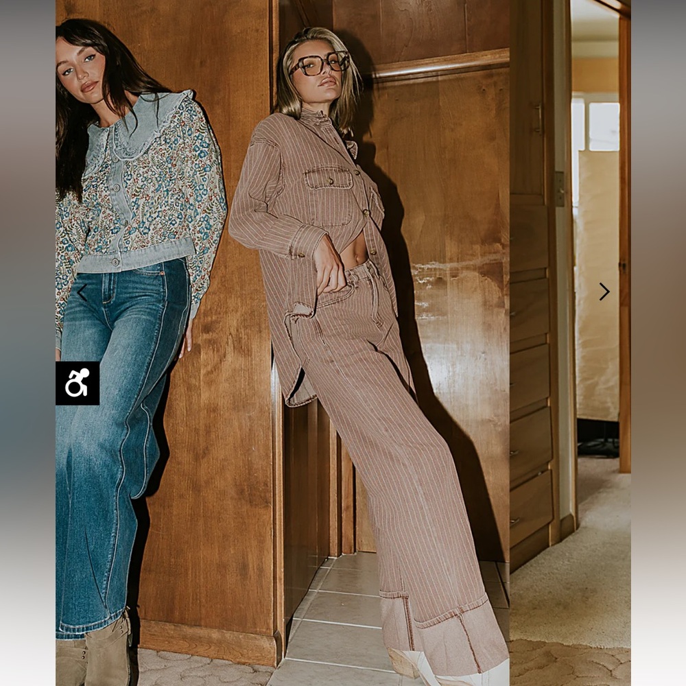 Bohme Shaylee Striped Wide Leg Jeans
